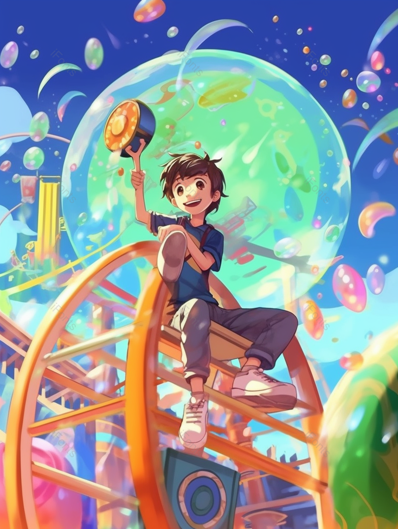 彩色儿童节快乐气泡插画背景,插画/手绘图,插画/手绘图库,插画/手绘图下载,插画/手绘